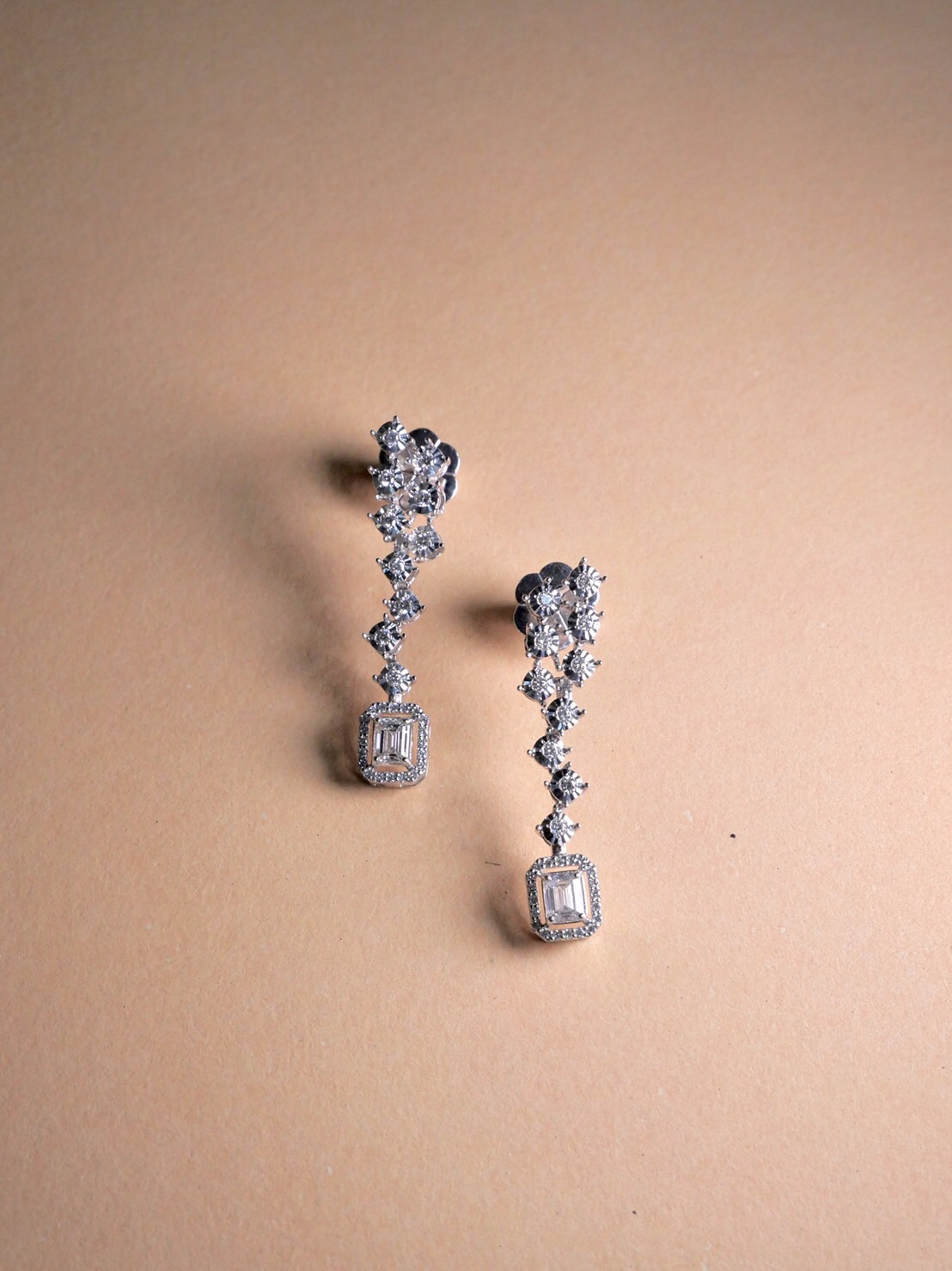 Vela Emeral Drop Diamond Earrings - Image 4