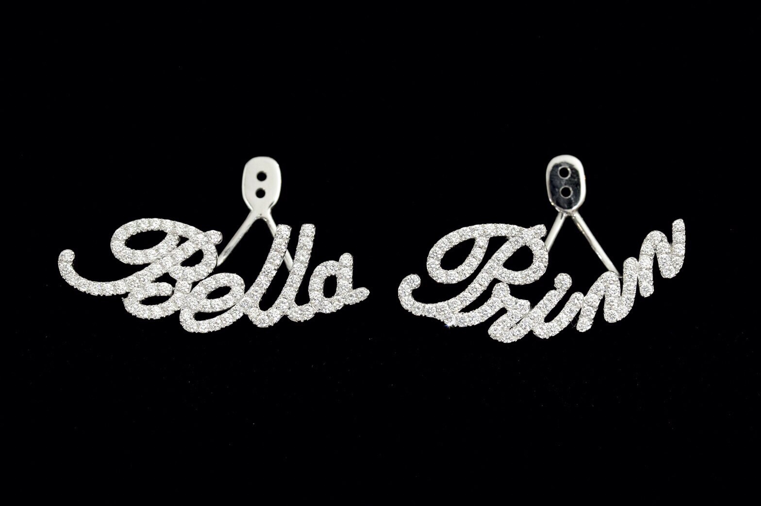 Back Jackets Drop Diamond Earrings (Make to order) - Image 3