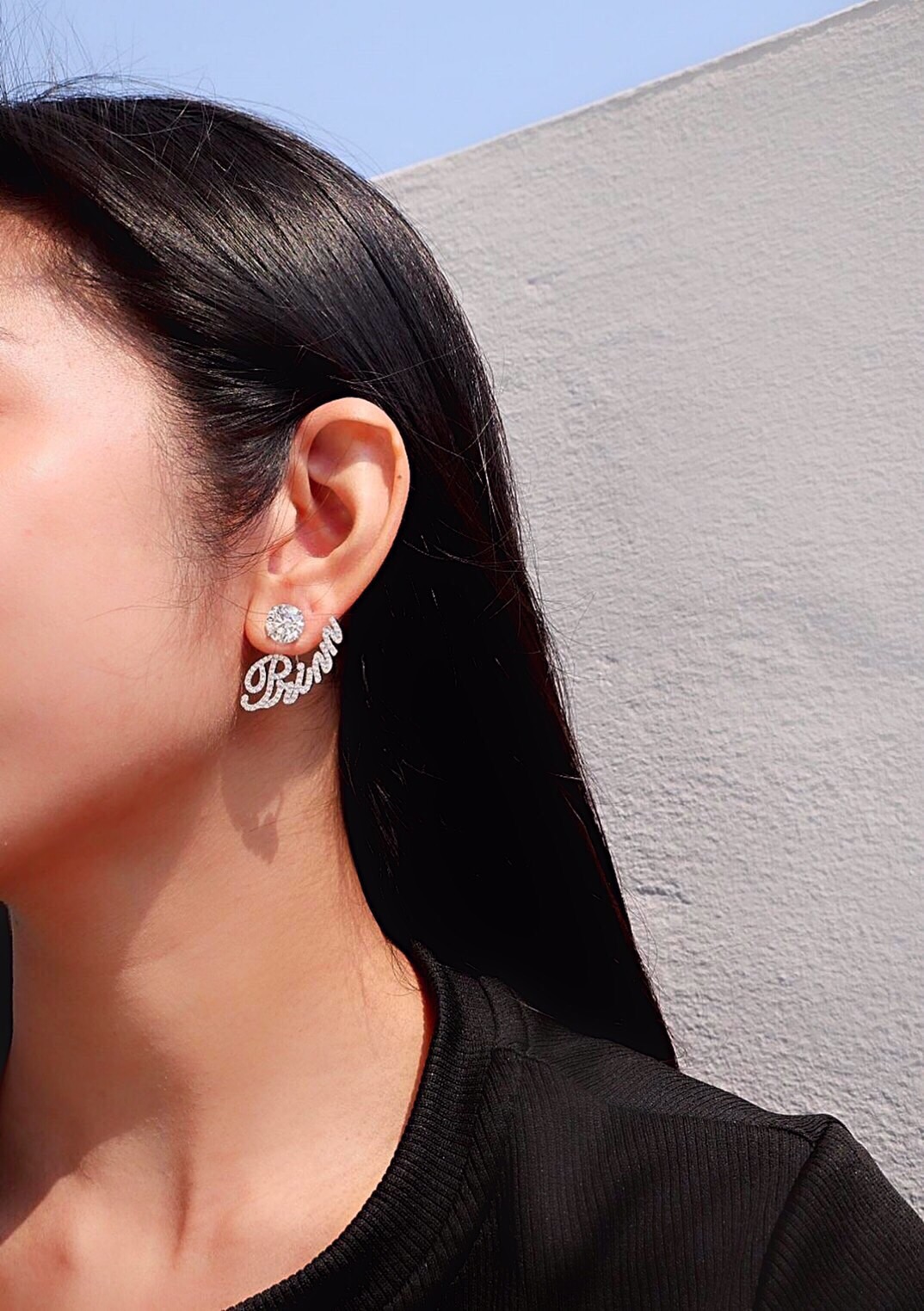 Back Jackets Drop Diamond Earrings (Make to order) - Image 2