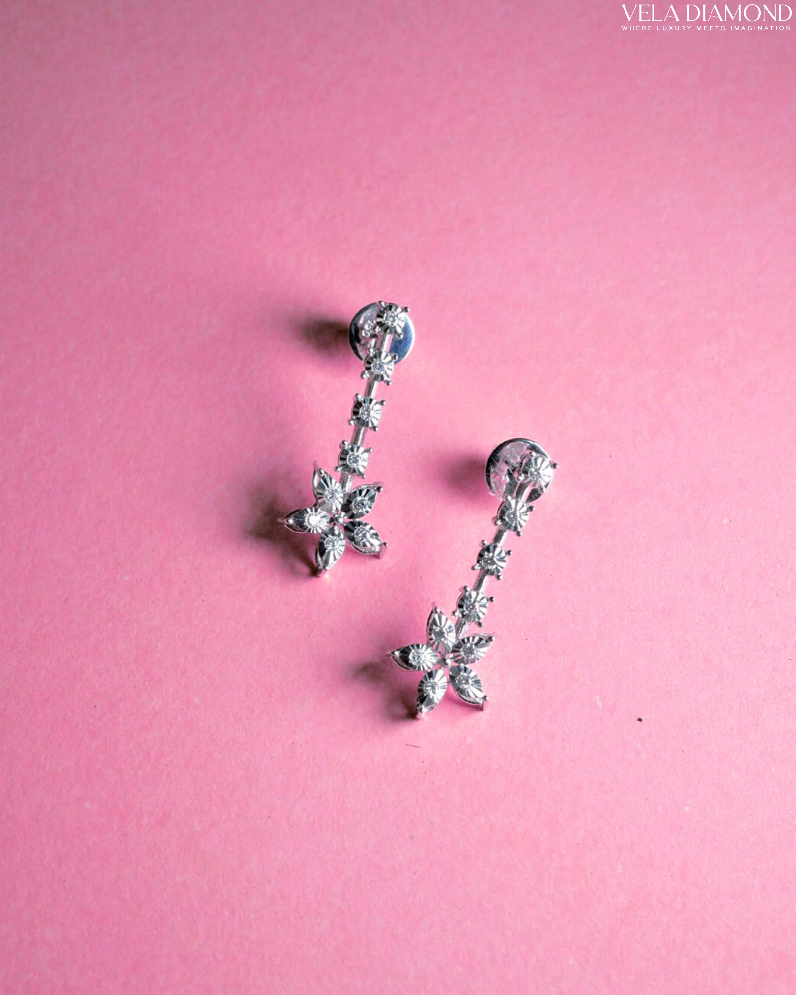 Vela Floral Drop Diamond Earrings