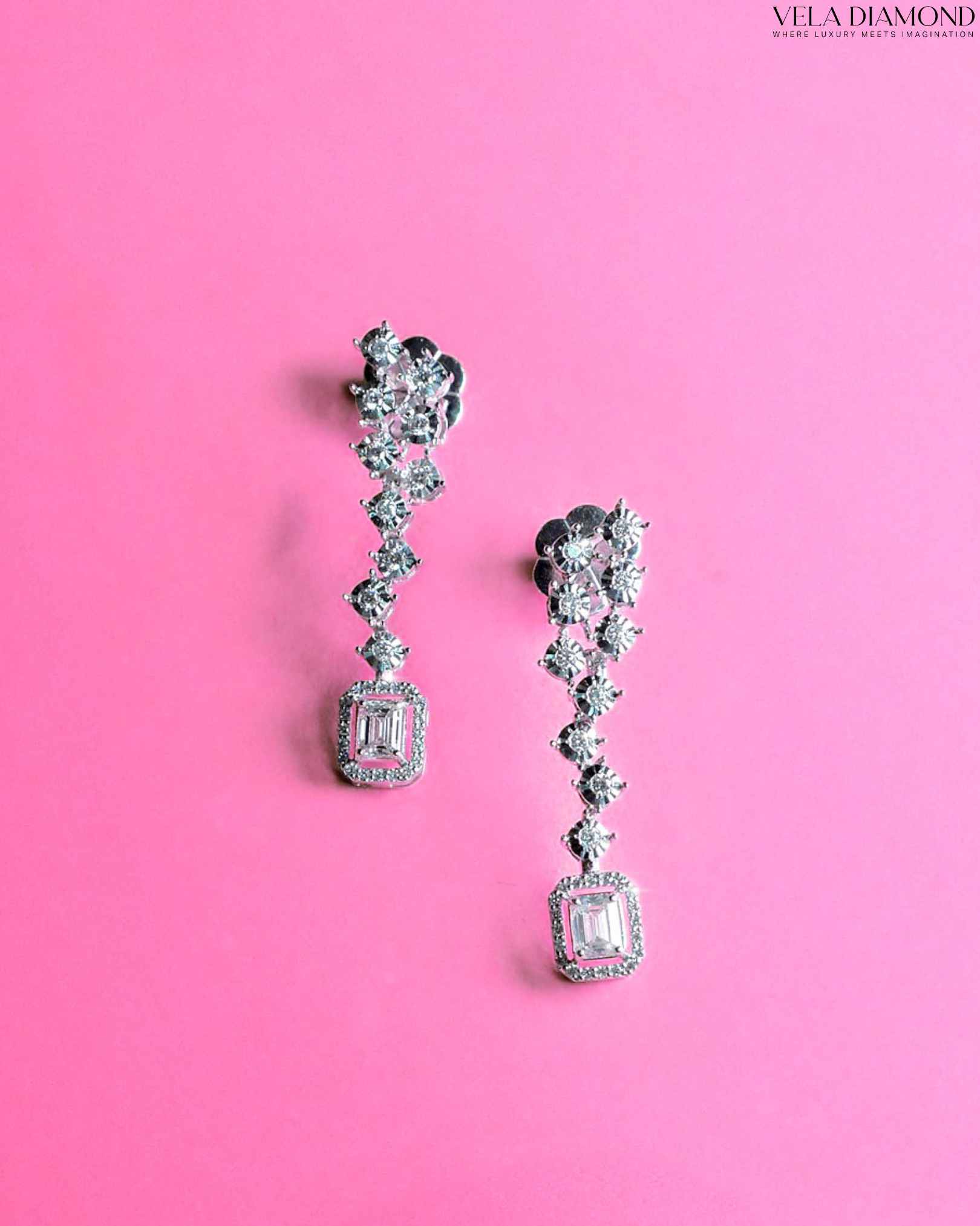 Vela Emeral Drop Diamond Earrings