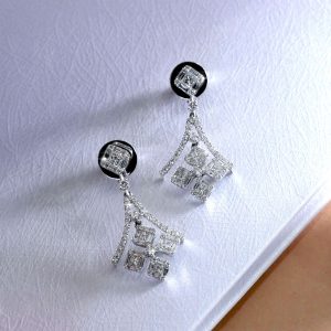 ต่างหูเพชร Illusion Asscher Diamond