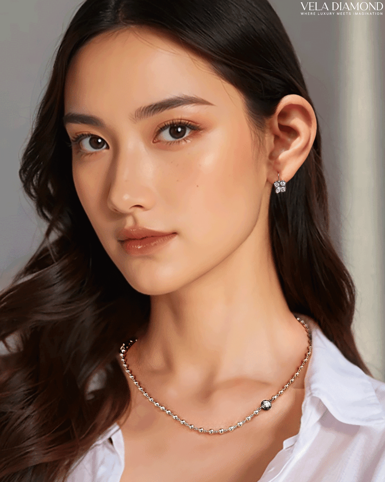 ต่างหูเพชร Vela Noir & Blanc - Image 5