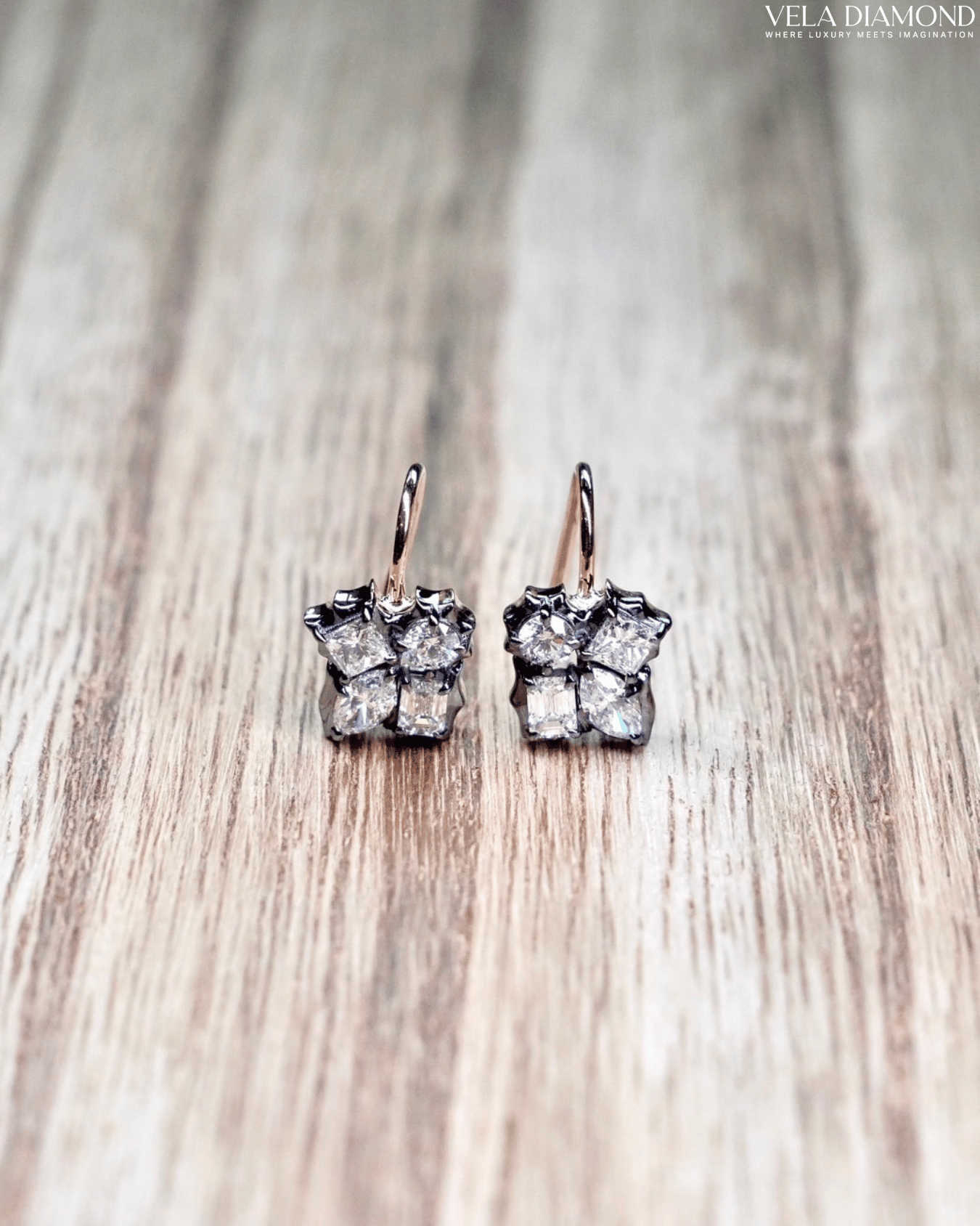 ต่างหูเพชร Vela Noir & Blanc