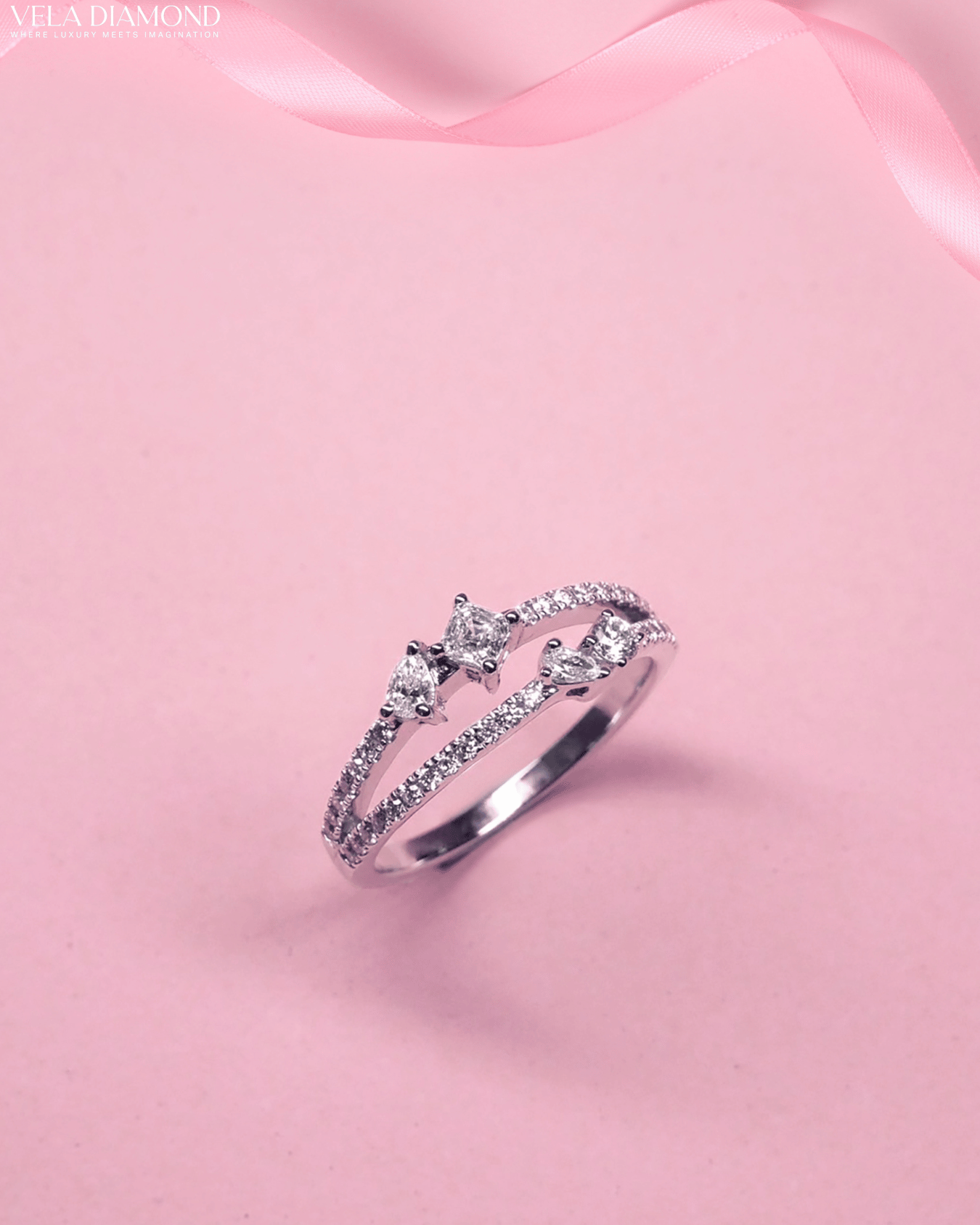 Asscher & Pear Diamond Ring