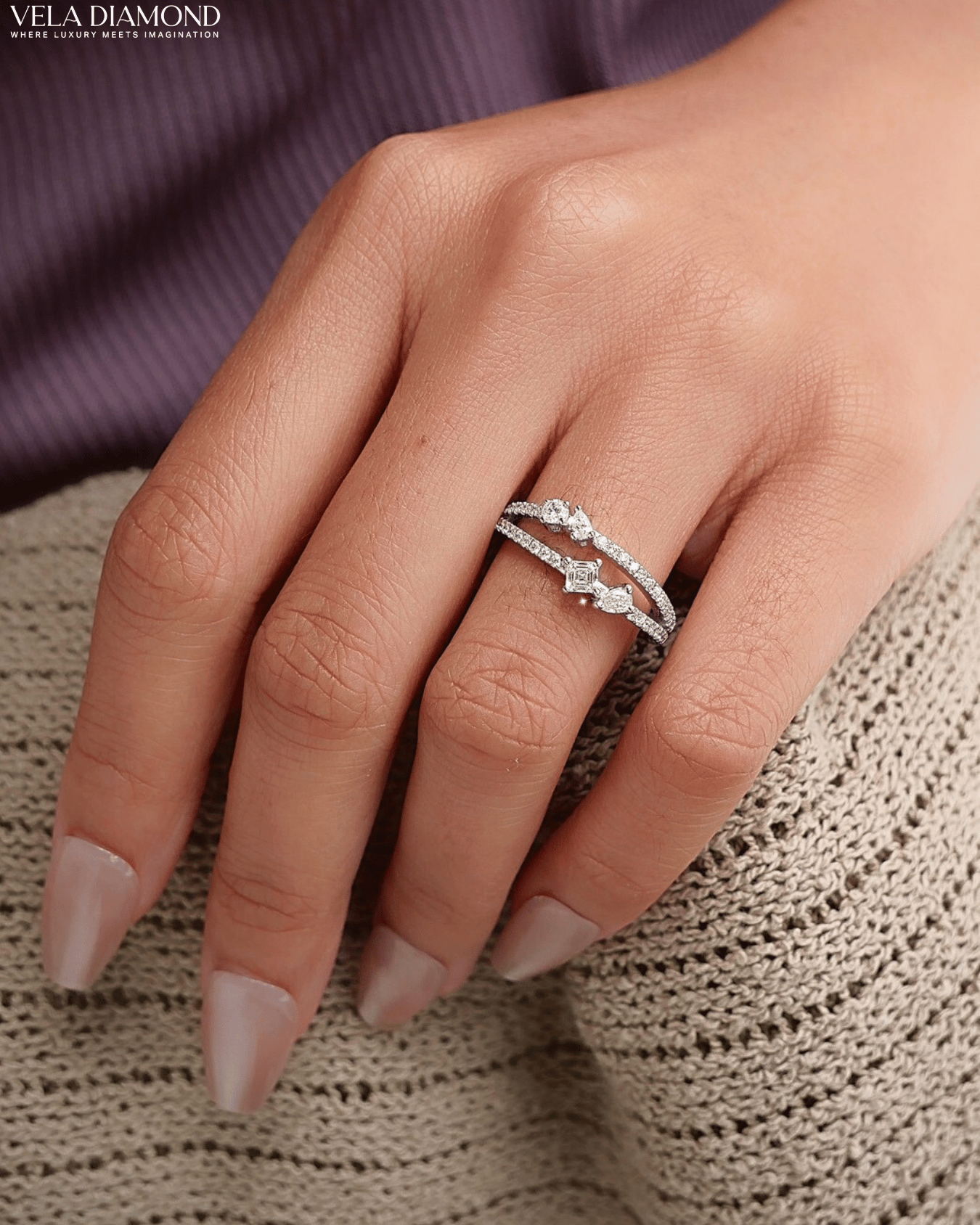 Asscher & Pear Diamond Ring - Image 2