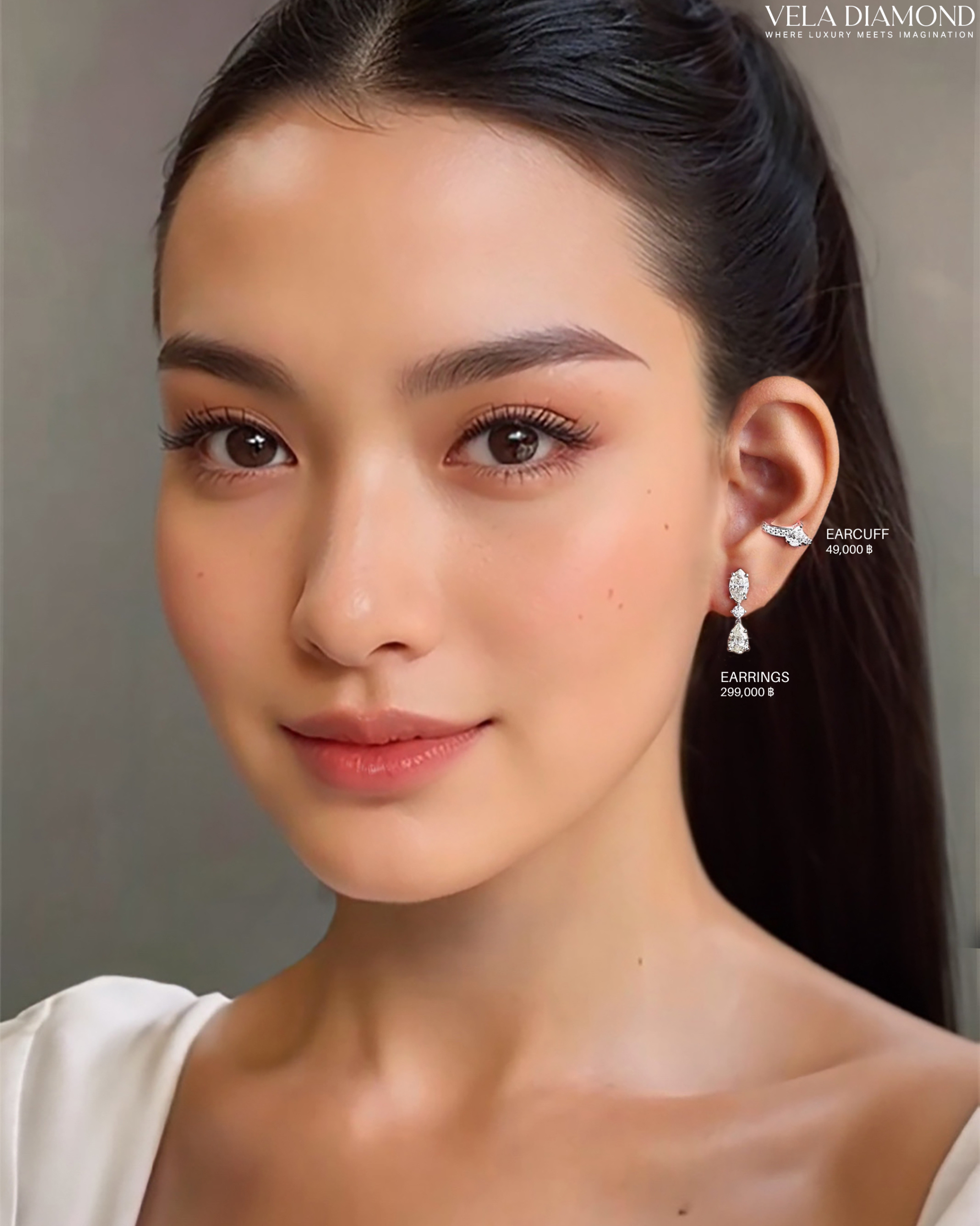 Vela Pear-Cut Diamond Earcuff - Image 2