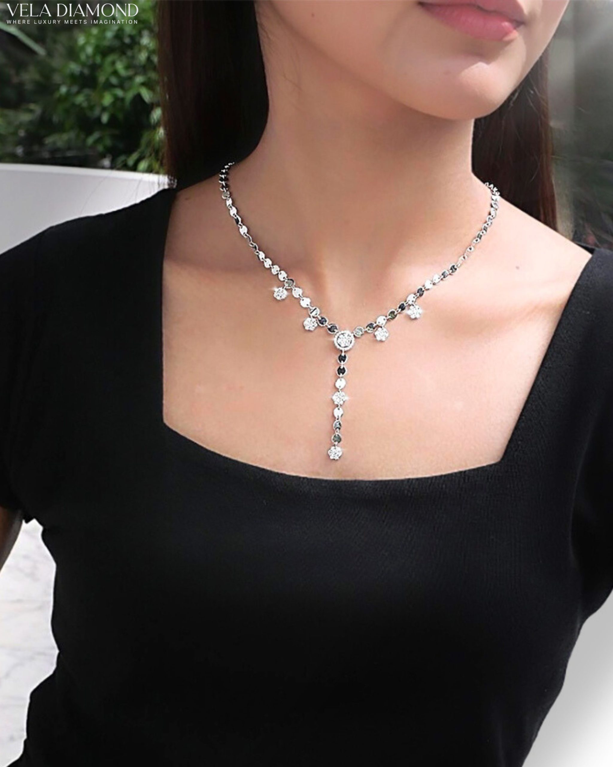 Vela Elegant Y Diamond Necklace - Image 4