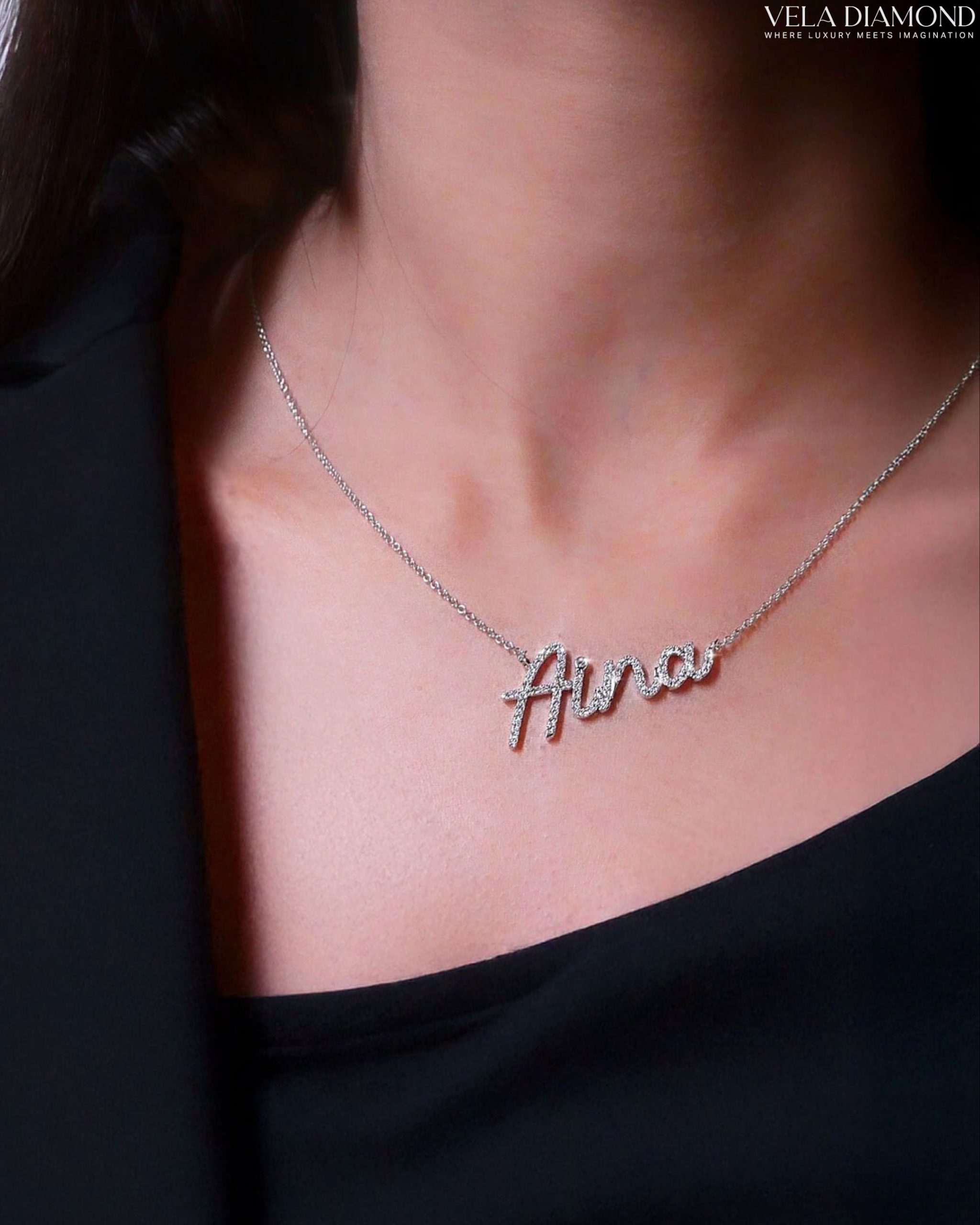 Custom Initial Diamond Necklace - Image 4