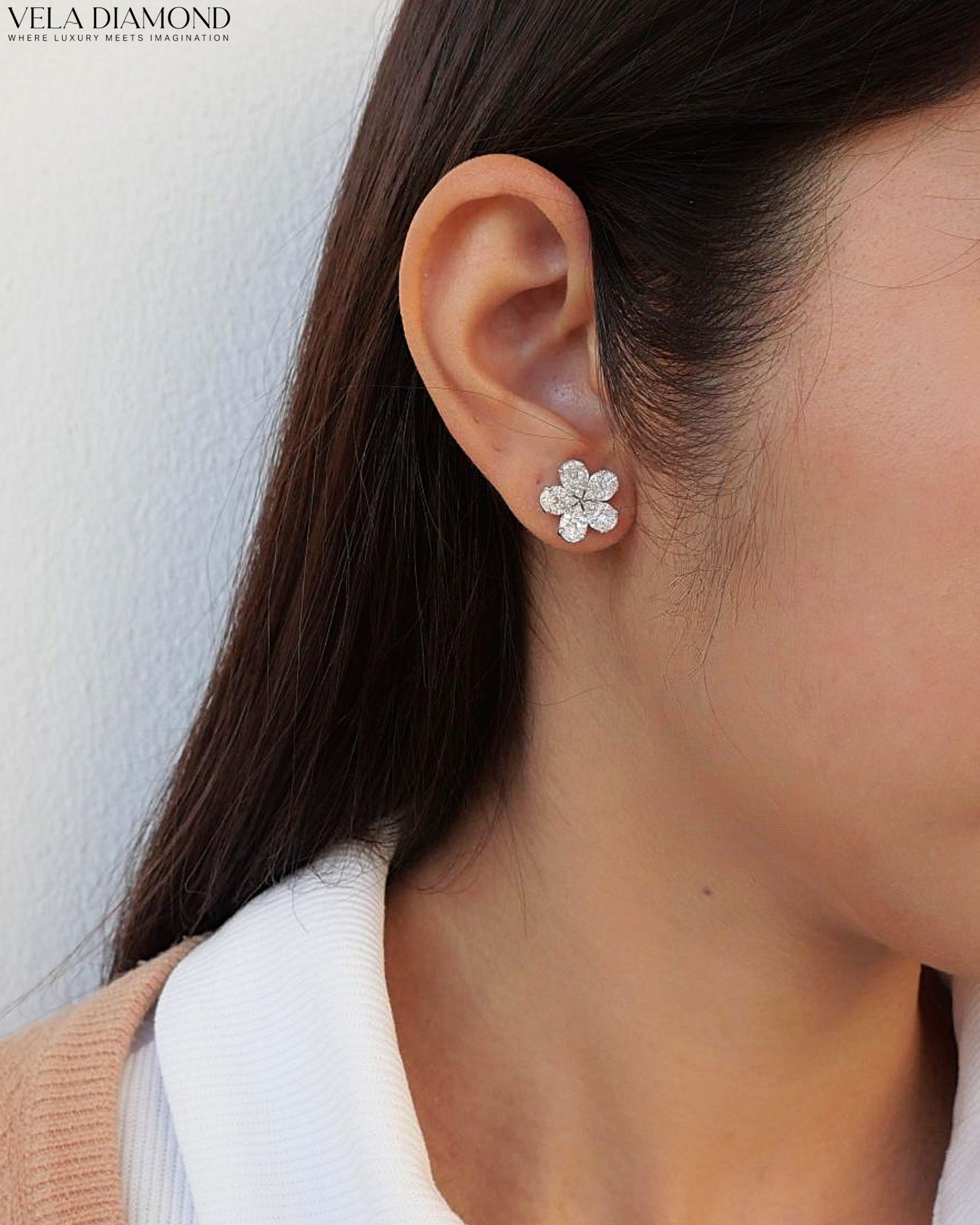 ต่างหูเพชร Vela Bloom Earrings (Made to Order) - Image 2