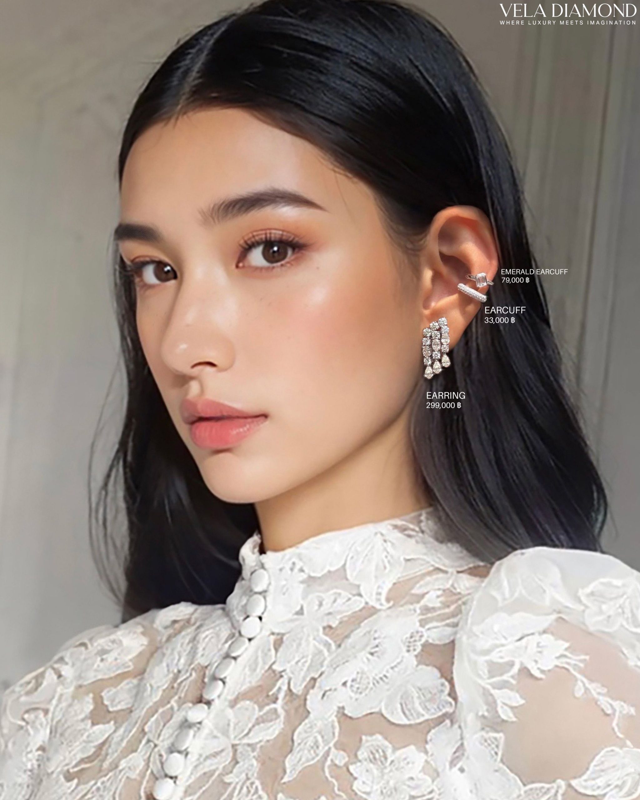 Vela Emerald Cut Diamond Earcuff - Image 2