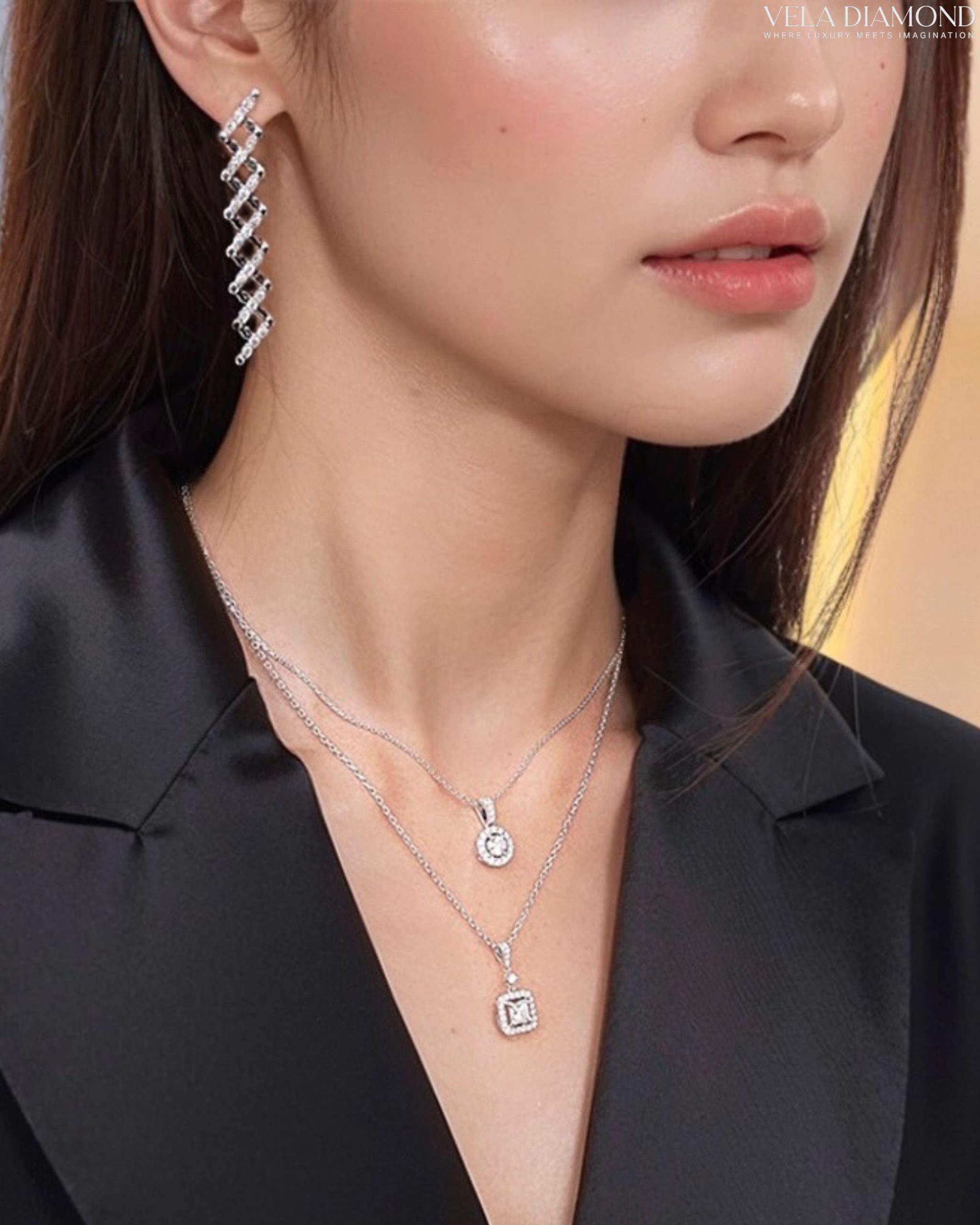 ต่างหูเพชร Vela Convertible Diamond Earrings - Image 2
