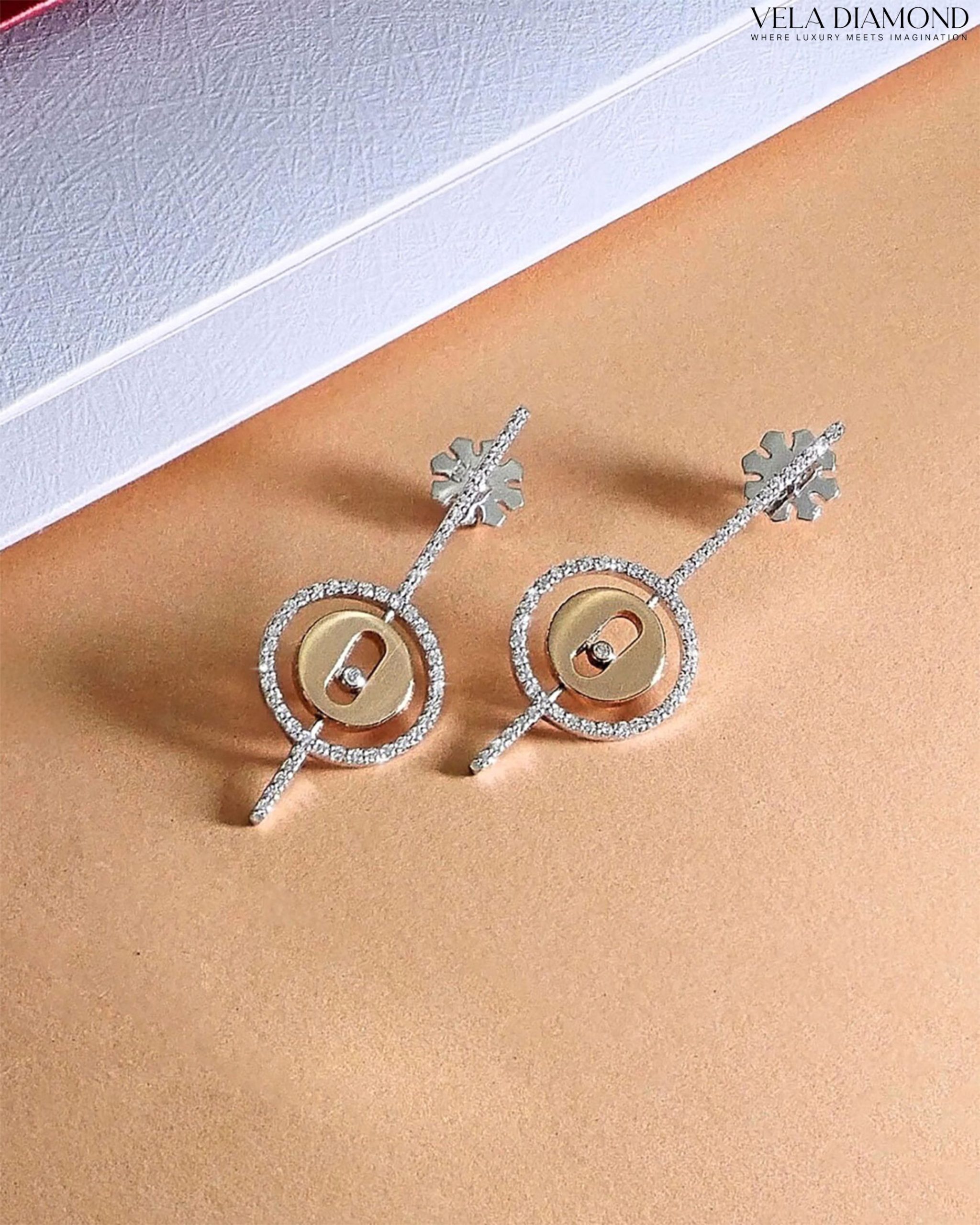 Vela Radiant Circle Drop Diamond Earrings