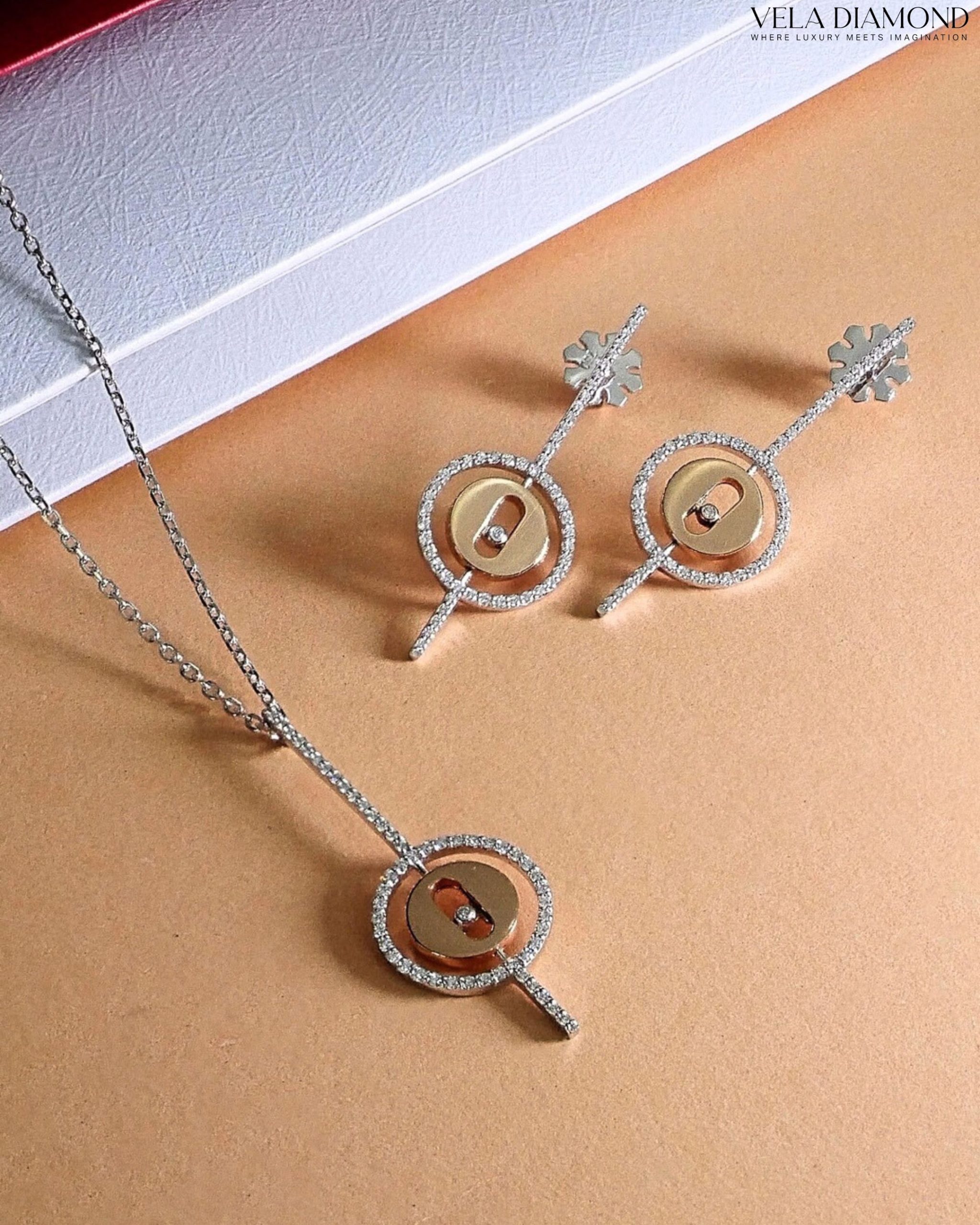 Vela Radiant Circle Drop Diamond Earrings - Image 4