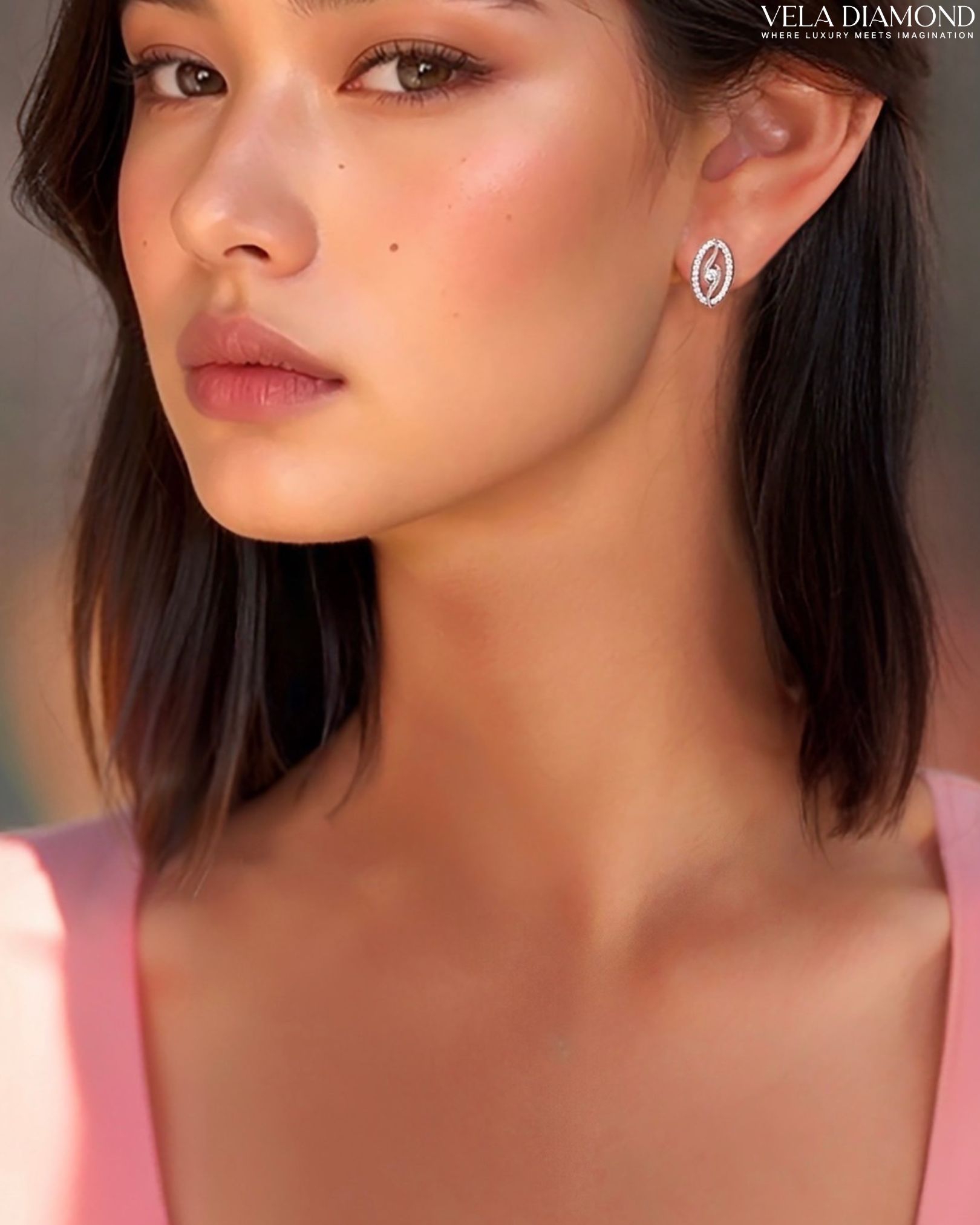 Vela Minimal Sparkle Diamond Earrings - Image 2