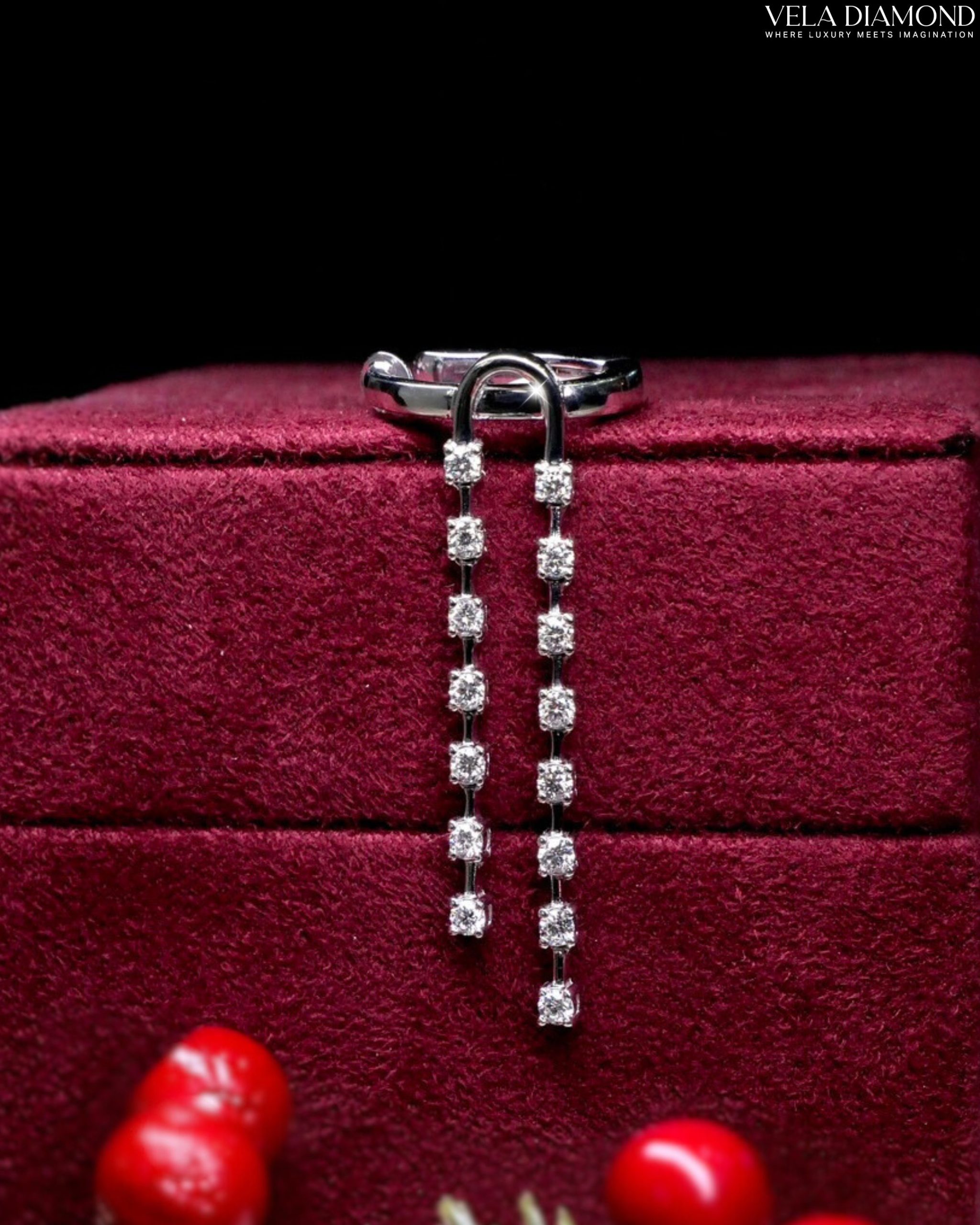 Double Draped Diamond Earcuff