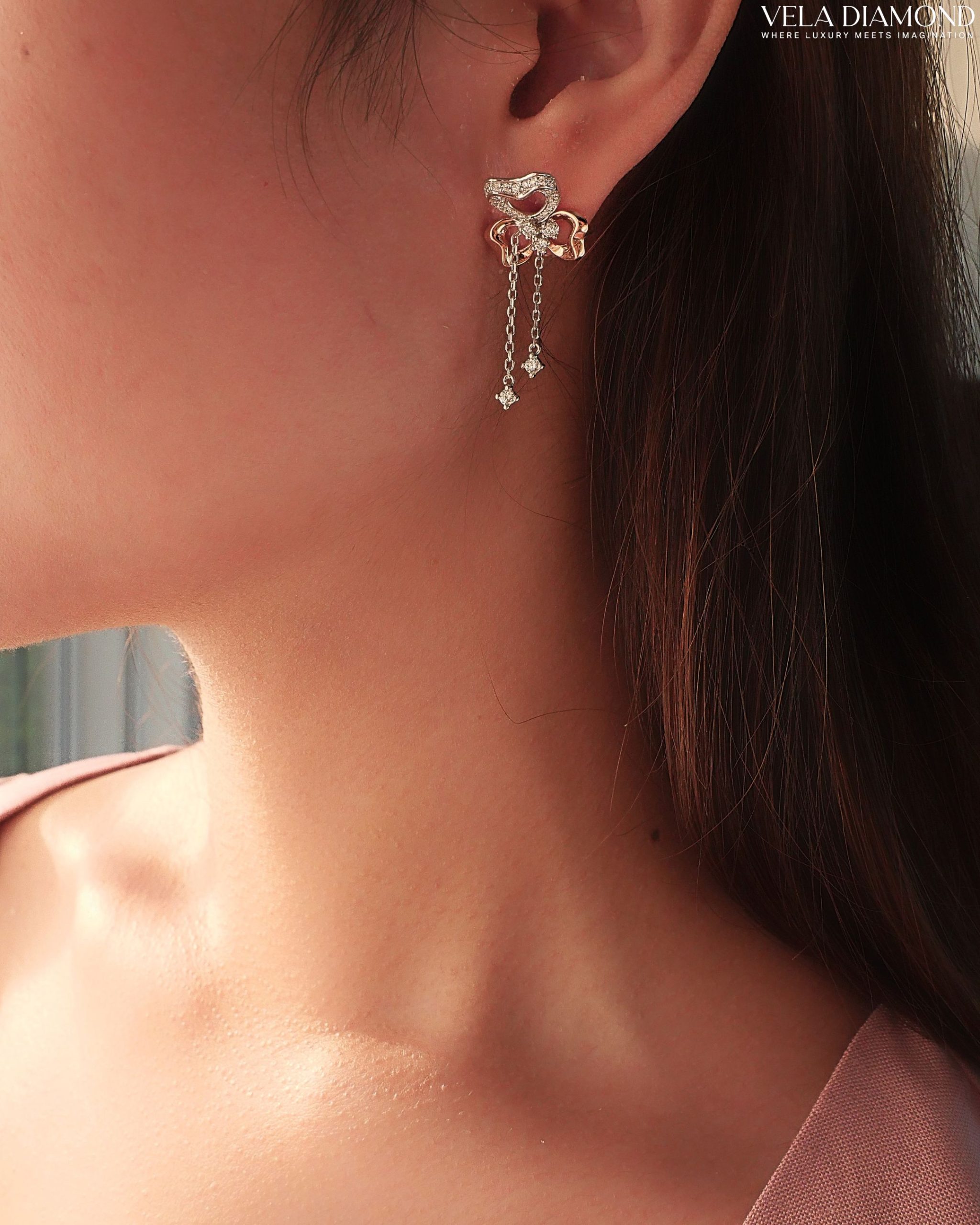 Rosé Drop Sparkle Earrings - Image 2