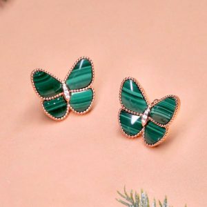 ต่างหูเพชร Malachite & Diamond Butterflies