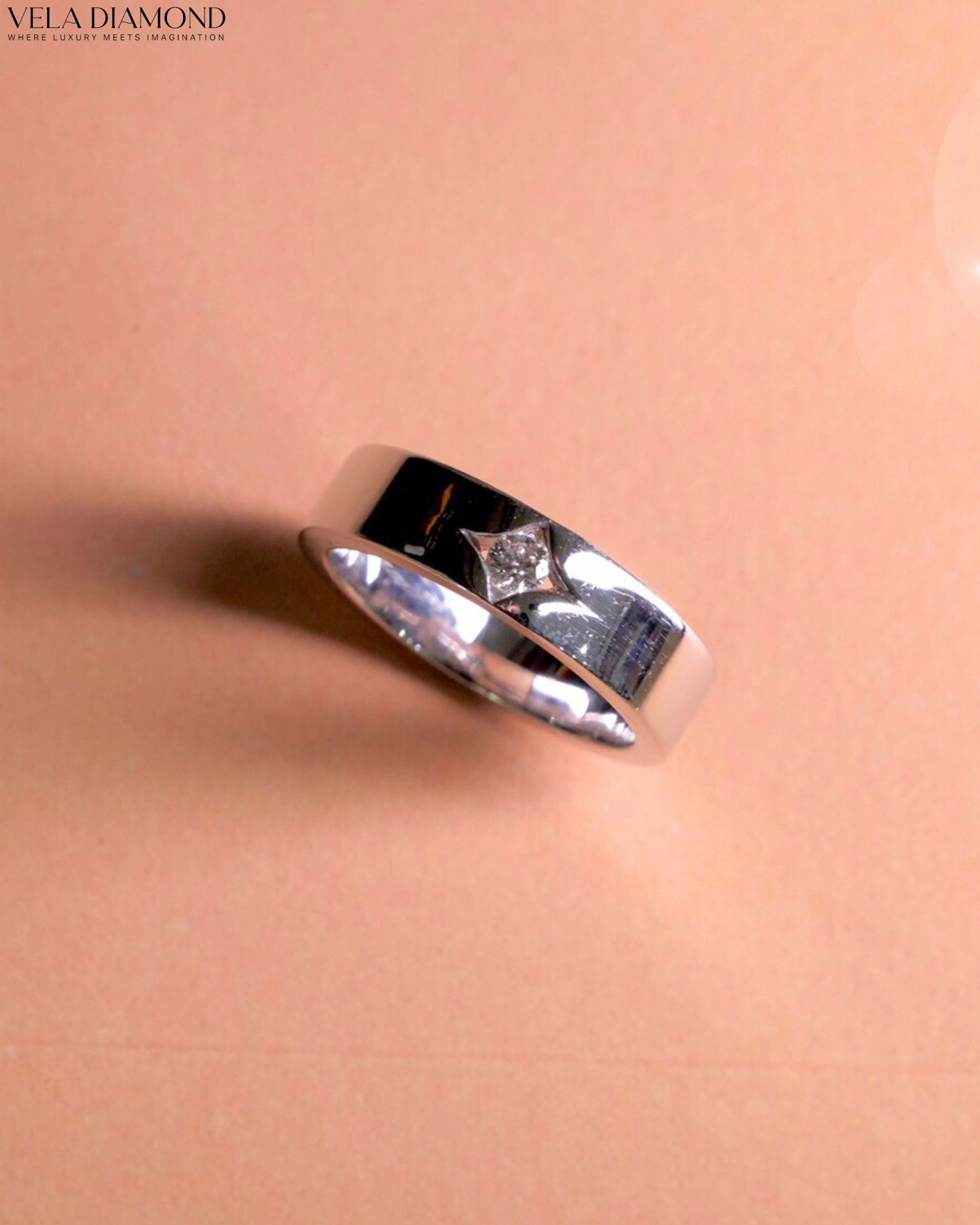 Modern Flush Stone Solitaire Ring