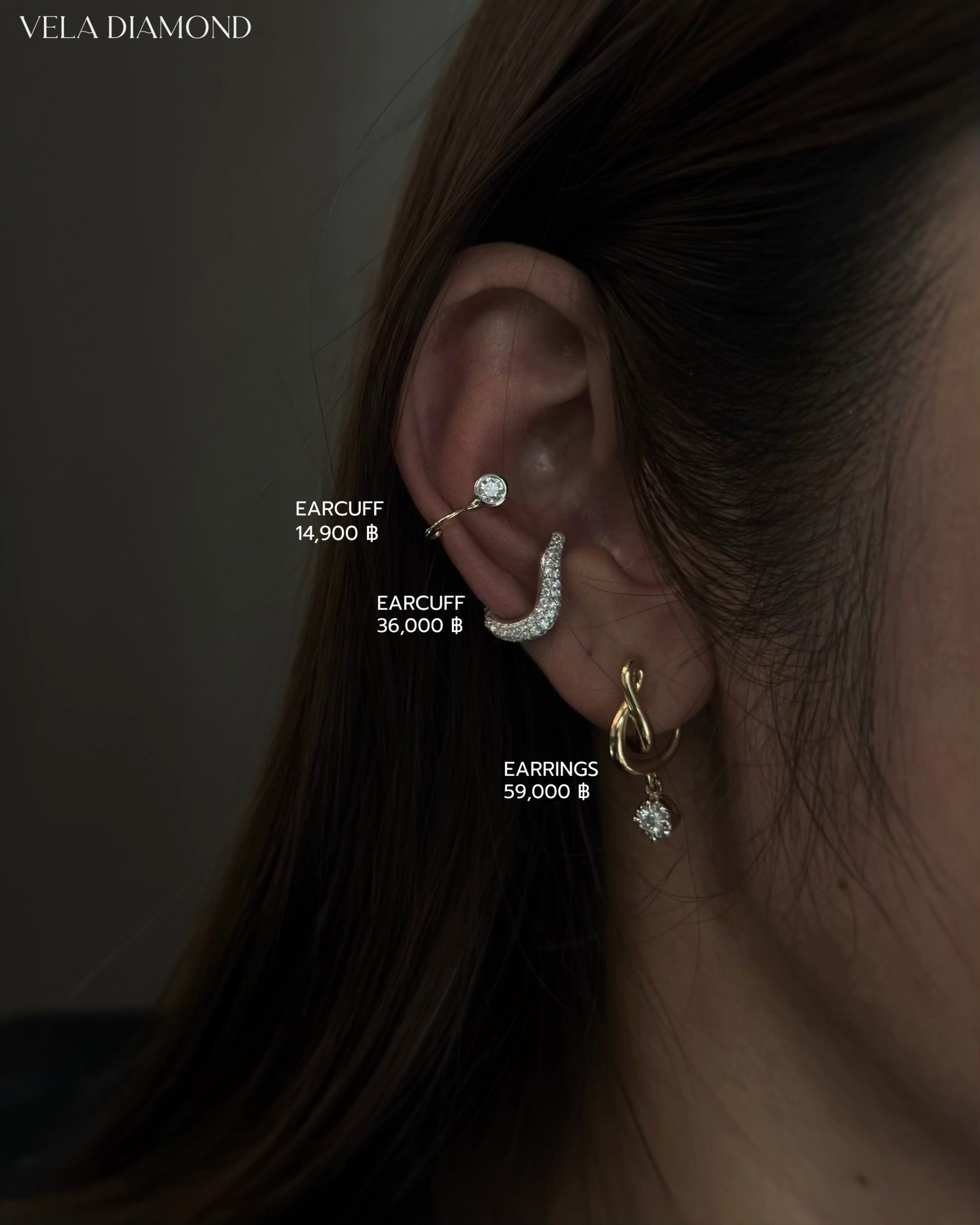 ต่างหูเพชร Adorn Short Drop Earrings — Adorn Collection - Image 4