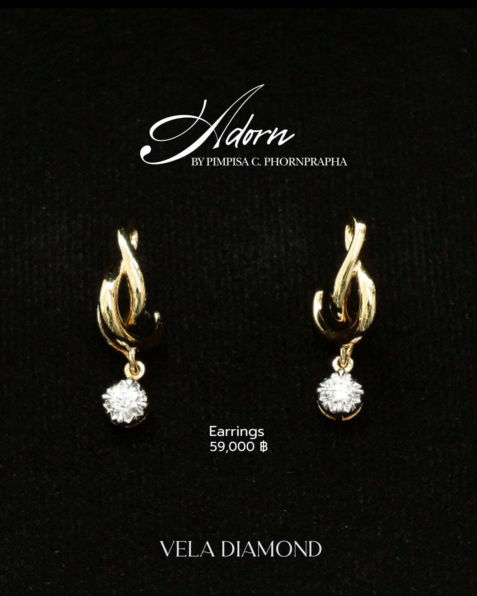 ต่างหูเพชร Adorn Short Drop Earrings — Adorn Collection
