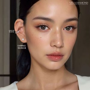 ต่างหูเพชร Classic Spark Stud Earrings — Working Look