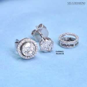 ต่างหู Round Illusion Diamond Earrings