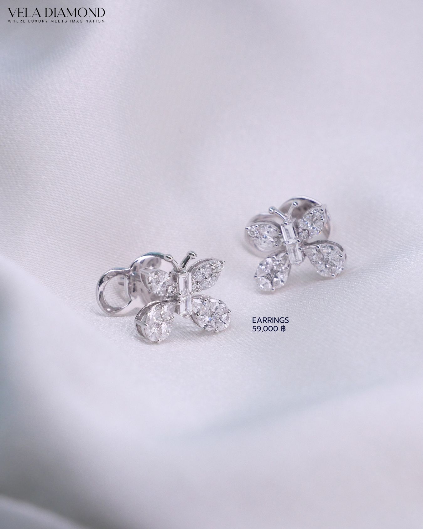 Vela Butterfly Diamond Stud Earrings
