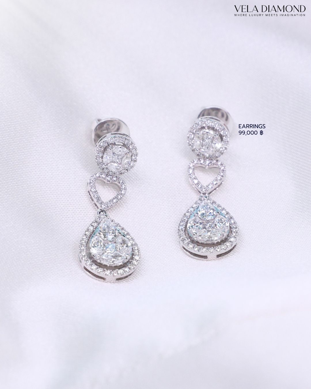 Pear & Round Illusion Drop Earrings