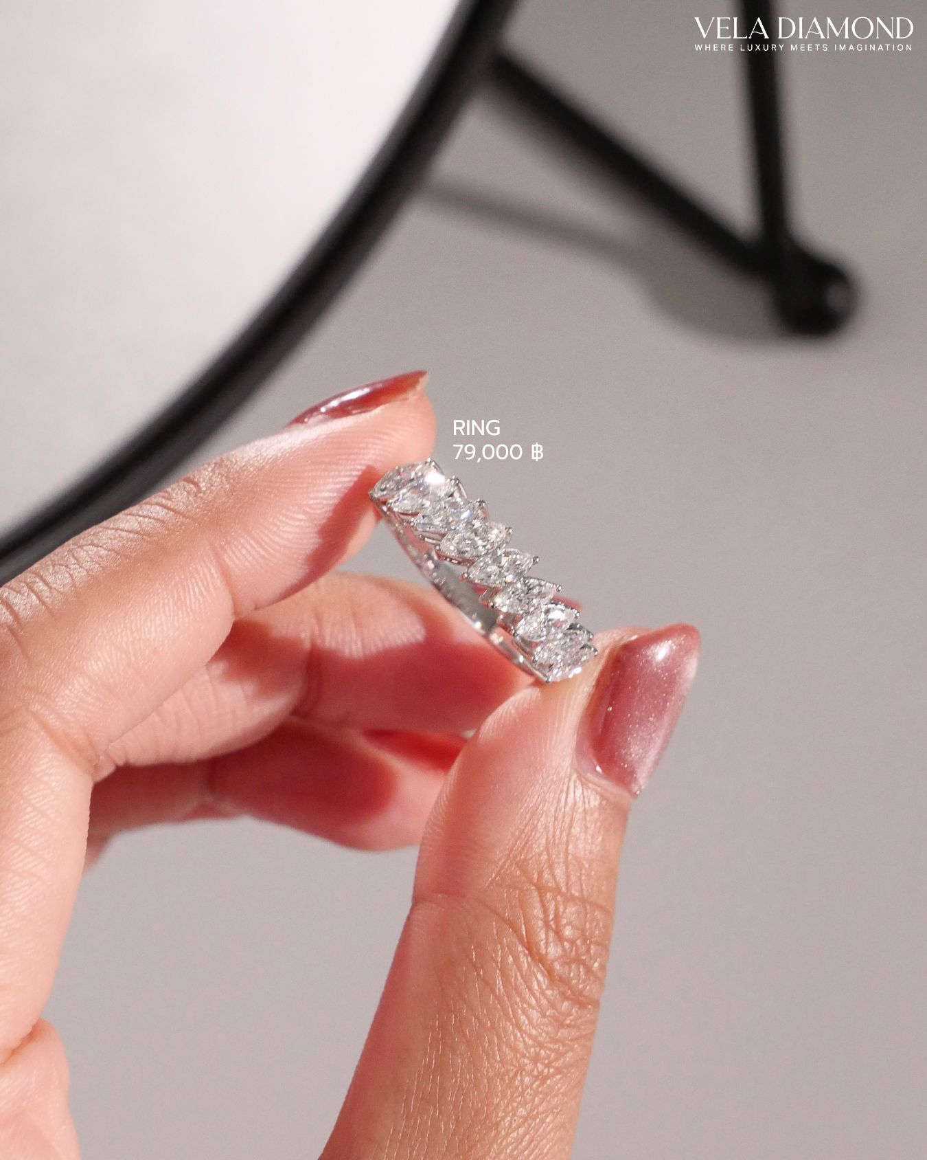 แหวนเพชร Vela Slanted Marquise Diamond Band - Image 3