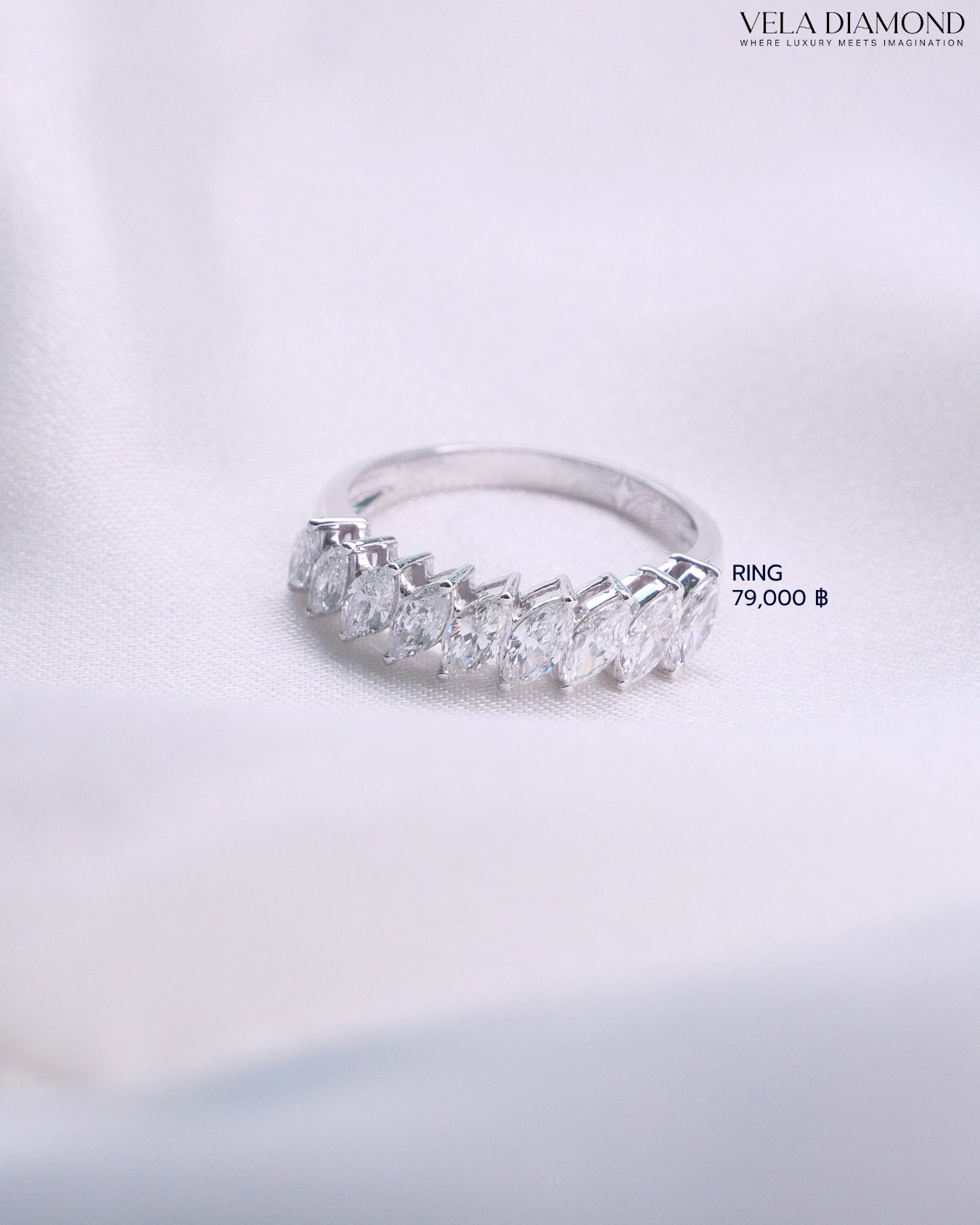 แหวนเพชร Vela Slanted Marquise Diamond Band